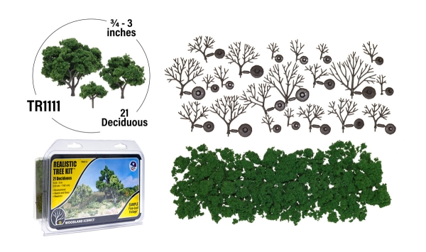 Woodland Scenics TR1111 Baumbastelset 21 Laubbäume 2 - 7 cm hoch Realistic Tree Kits
